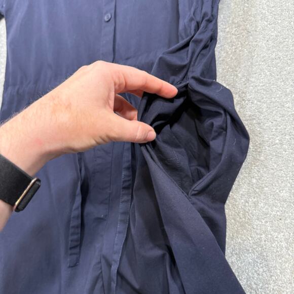 Eileen Fisher Organic Cotton Poplin Wide-Leg Jumpsuit Navy Blue Sz Sml Elevated - Picture 4 of 15